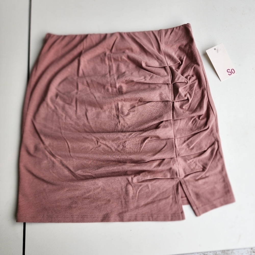 NWT SO Rutching Pink Stretch Mini Skirt Juniors Elastic Waist Pull On Size M